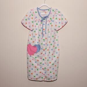 Vintage Smart Time Heart Pattern House Dress Size Medium 60s/70s